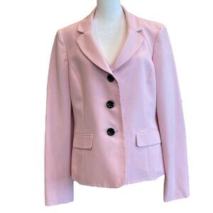 Pink Long Sleeve 3 Button Blazer Suit Coat Jacket with Pocket Flaps